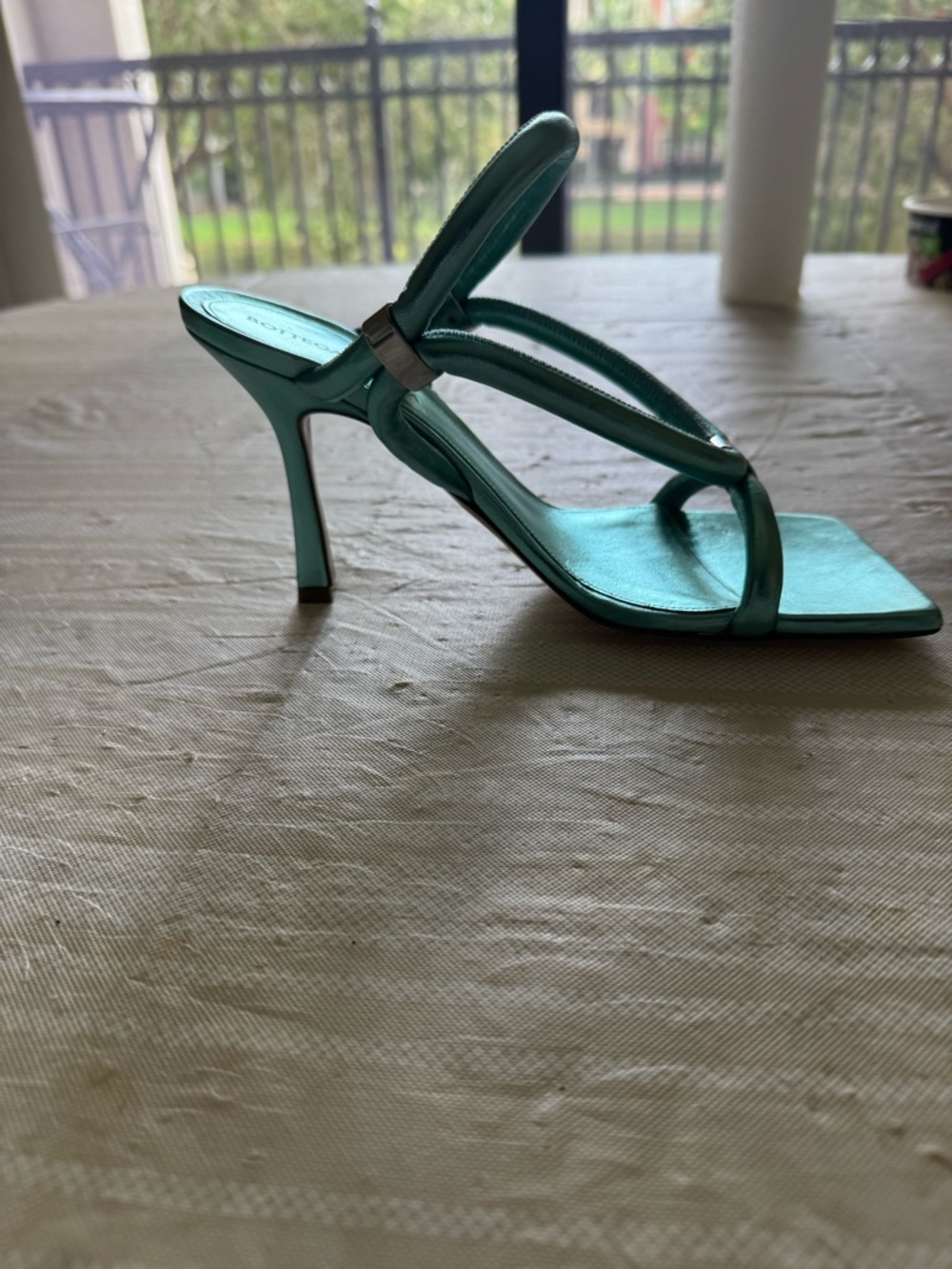 Bottega Venetia One Left! Green Teal High Heel Slide Sandal - Women's Leather